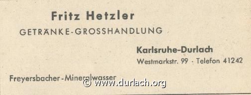 Getrnke Grohandlung Fritz Hetzler 1960