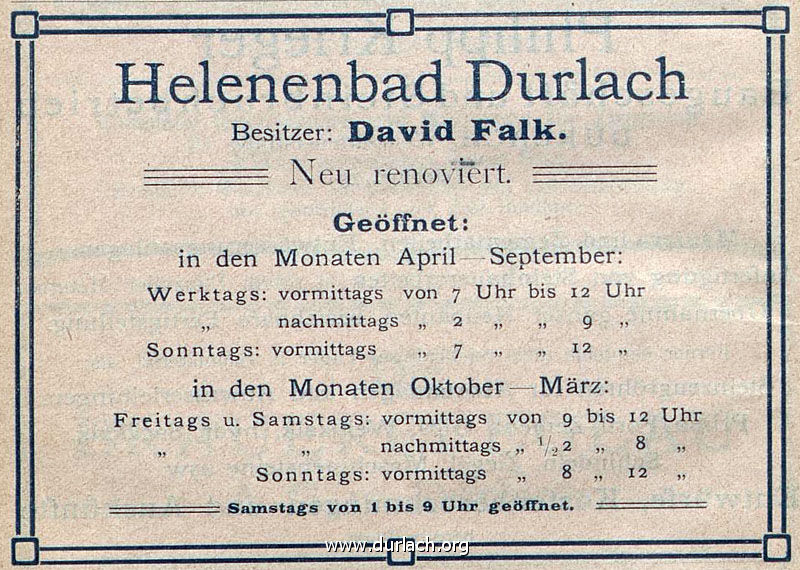 Helenenbad Durlach David Falk 1907