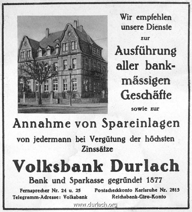 Volksbank Durlach 1928