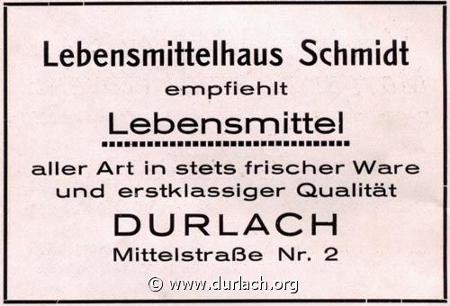 Lebensmittel Schmidt 1926
