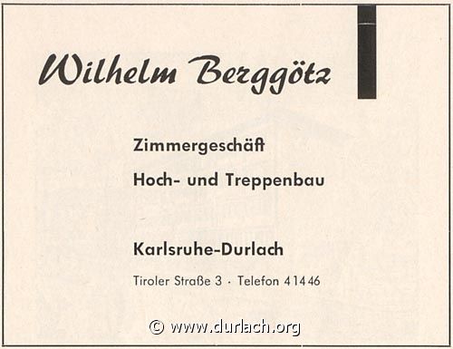 Zimmerei Wilhelm Berggtz 1962
