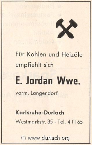 Kohlehandlung E. Jordan Wwe. 1962