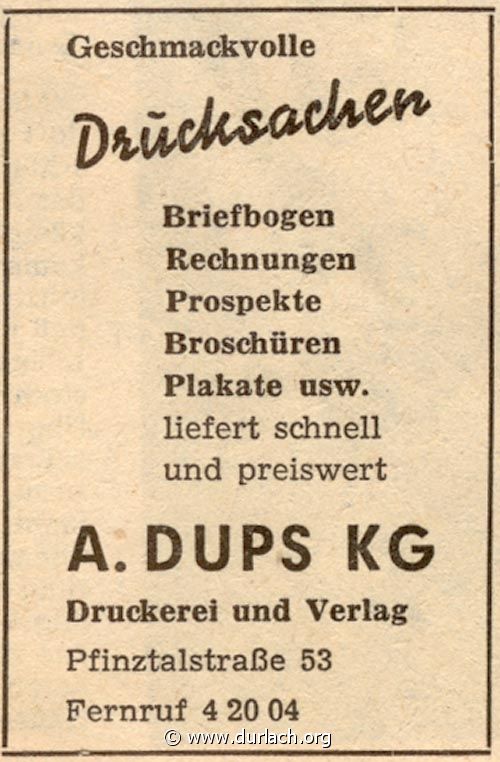 Drucksachen A. Dups 1957