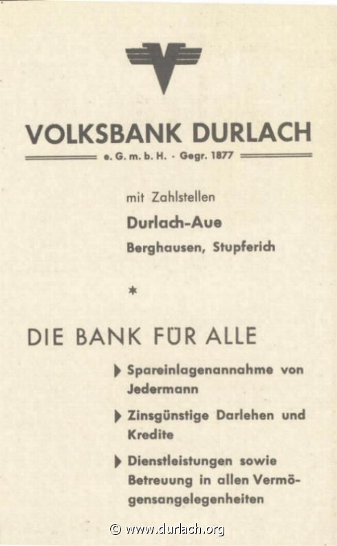 Volksbank Durlach eGmbH 1960