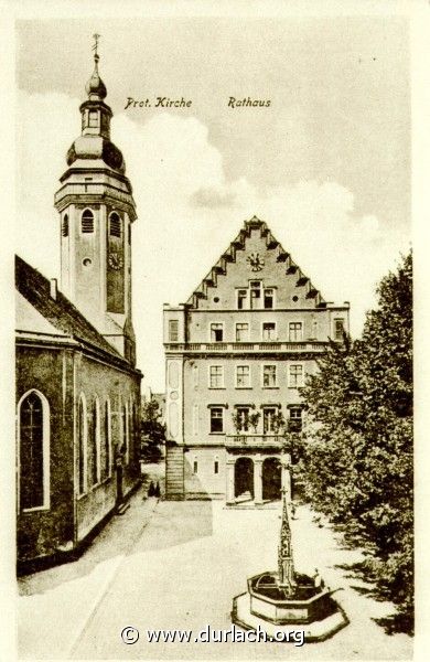 Protestantische Kirche, Rathaus - Durlach