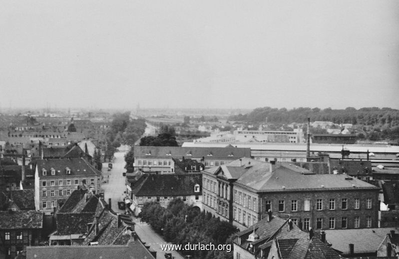 Durlach - Friedrichschule und Blick nach Westen 1955