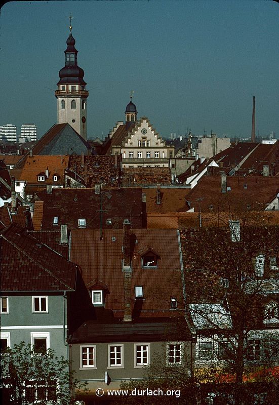 1980 - Blick von der Dachterrasse der Karlsburg