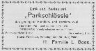 Cafe Restaurant Parkschlssle 1913