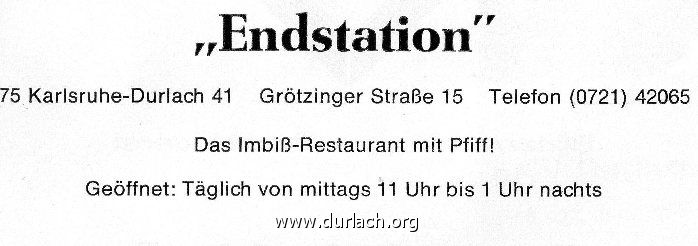 1977 Imbiss-Restaurant Endstation