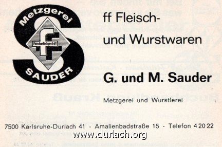 1977 Metzgerei G. und M. Sauder