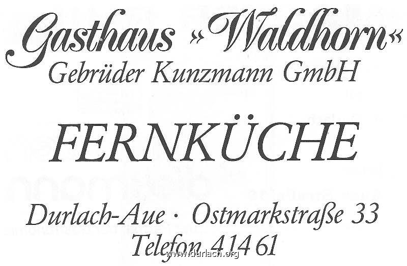 1985 - Festschrift OWS - Gasthaus Waldhorn Gebrder Kunzmann GmbH