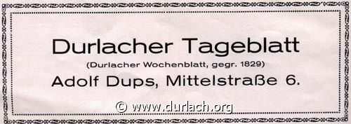 Tageblatt Adolf Dups 1926