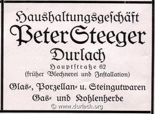 Haushaltswaren Peter Steeger 1926