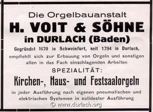 Orgelbau H. Voit & Shne 1926