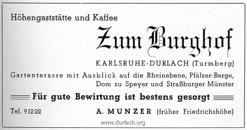 Wirtschaft Zum Burghof 1952