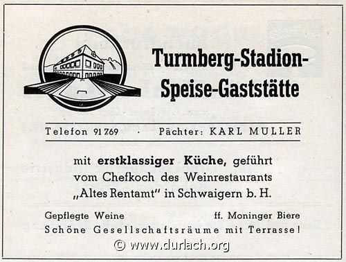 Wirtschaft Turmberg-Station Karl Mller 1951