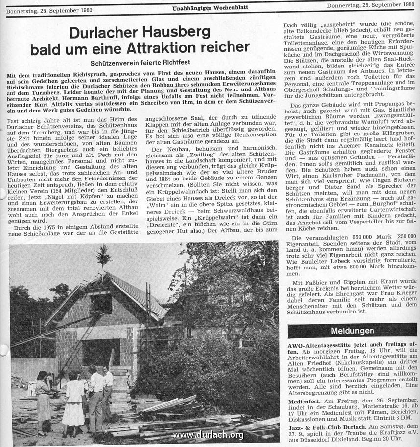 Schtzenhaus Anbau 1980