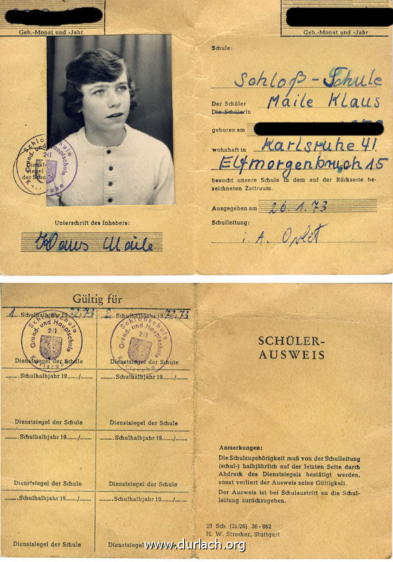 Schlerausweis Klaus Maile
