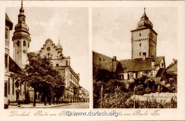 Durlach, Partie am Rathaus, Partie am Basler Tor