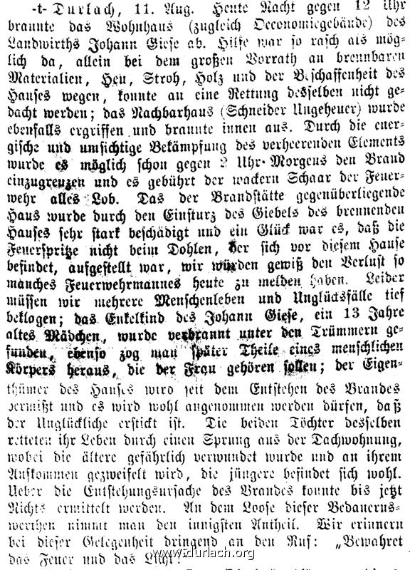 Brandbericht 1874 Zehnstrae 7a
