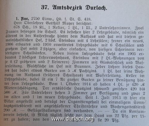 Durlach Aue Lehrerstellle 1900