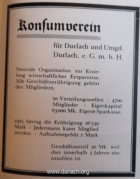 Konsumverein Durlach 1925