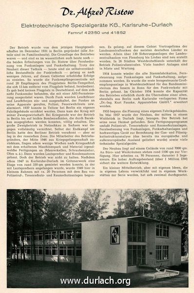 Firma Ristow im Adressbuch 1958