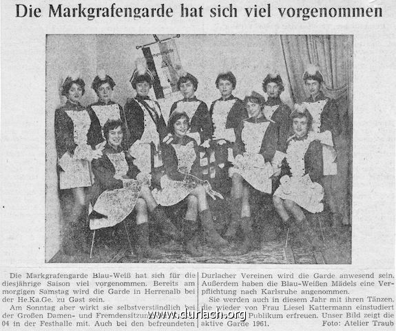 Artikel im "Durlacher Tagblatt" ber die "Markgrafengarde"