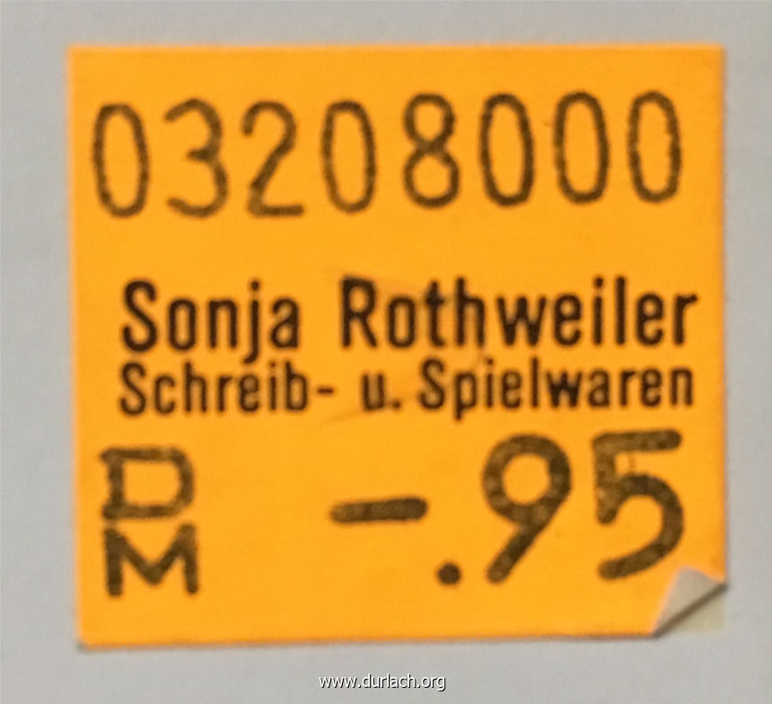 Sonja Rothweiler Schreib-u. Spielwarenladen Preisschild