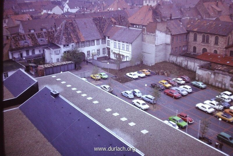 Durlach - Weiherhofparkplatz und Orgelfabrik 1975