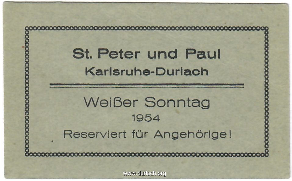 Platzkarte Weißer Sonntag 1954