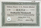 300 Reichsmark Aktie Gritzner-Kayser